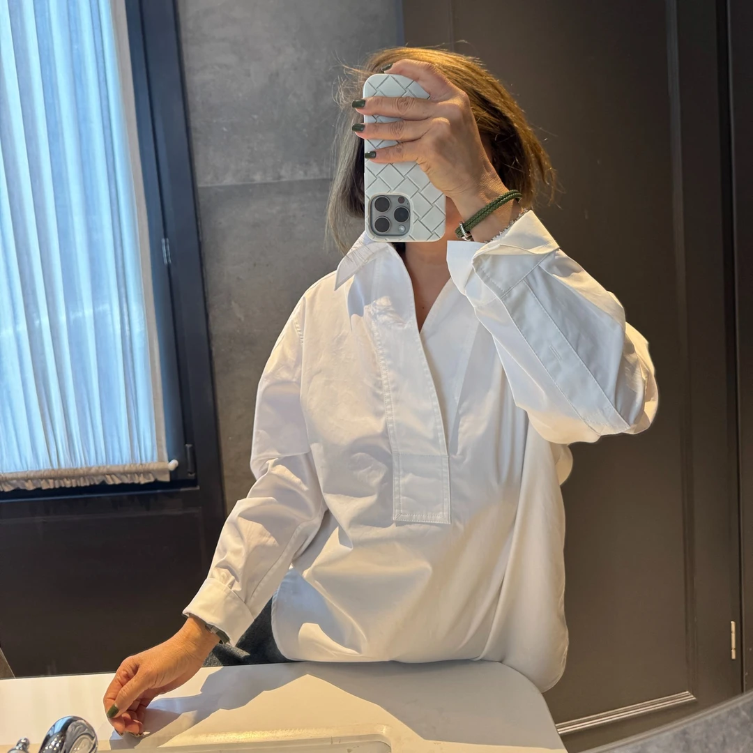 COCOLINDA | 100%棉白色翻领衬衣K3246A