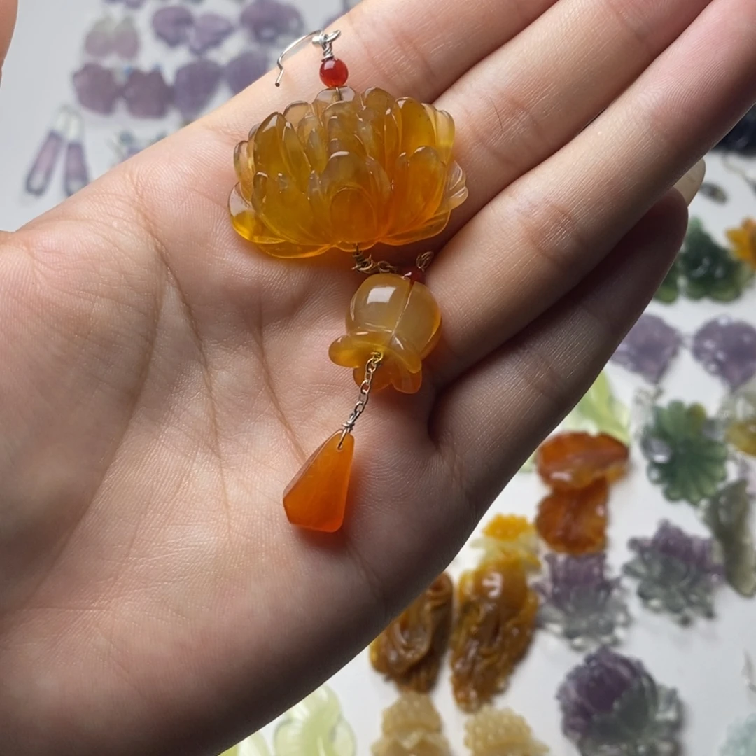 洁***未镶嵌蛇纹石玉耳饰/颈饰