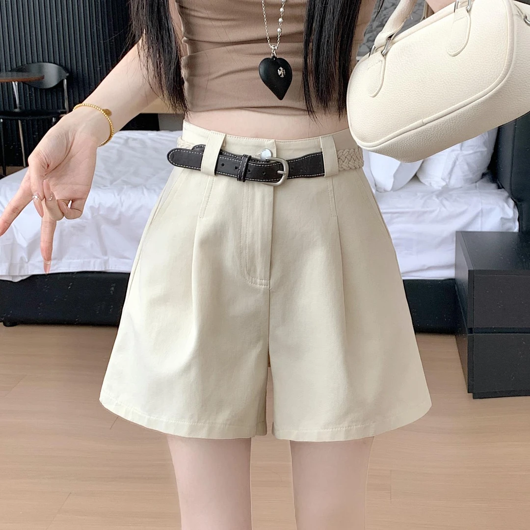 杜拉妮洗水棉短裤女夏季薄款外穿2025新款阔腿显瘦高腰a字宽松休