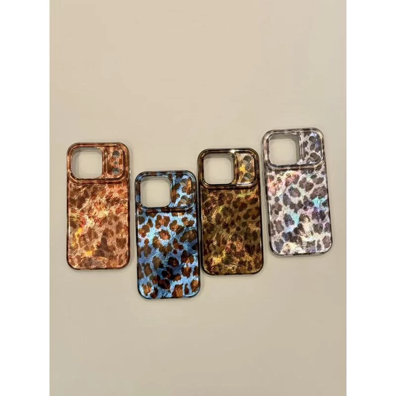 高级感趣味豹纹锡纸适用于iphone17promax苹果16pr手机壳新款15pr