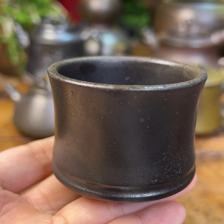 纯柴烧坭兴陶竹节杯