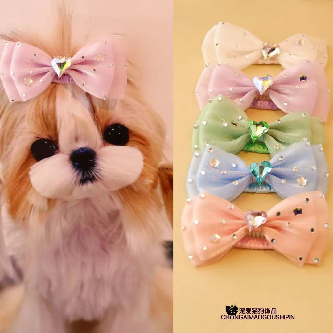 公主仙气华子猫狗专用顶夹纯手工头饰装饰不伤毛发西施贝克夏A066