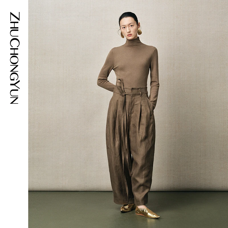 ZHUCHONGYUN冬高领修身版型针织上衣C1EG4892M