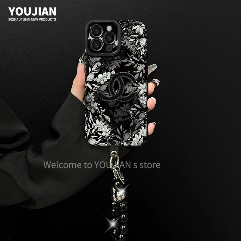 适用【苹果/oppo/华为/vivo/小米】黑白花丛潮牌英文创意防摔手机壳