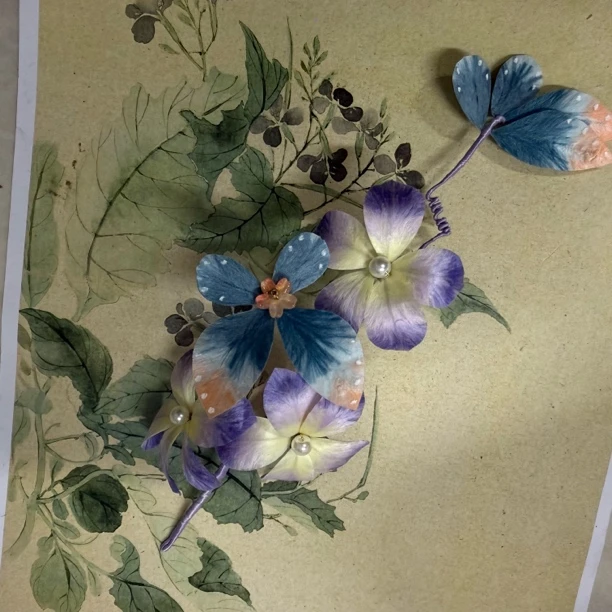 麦光光古风发饰绒花发簪 手工制作默认微瑕