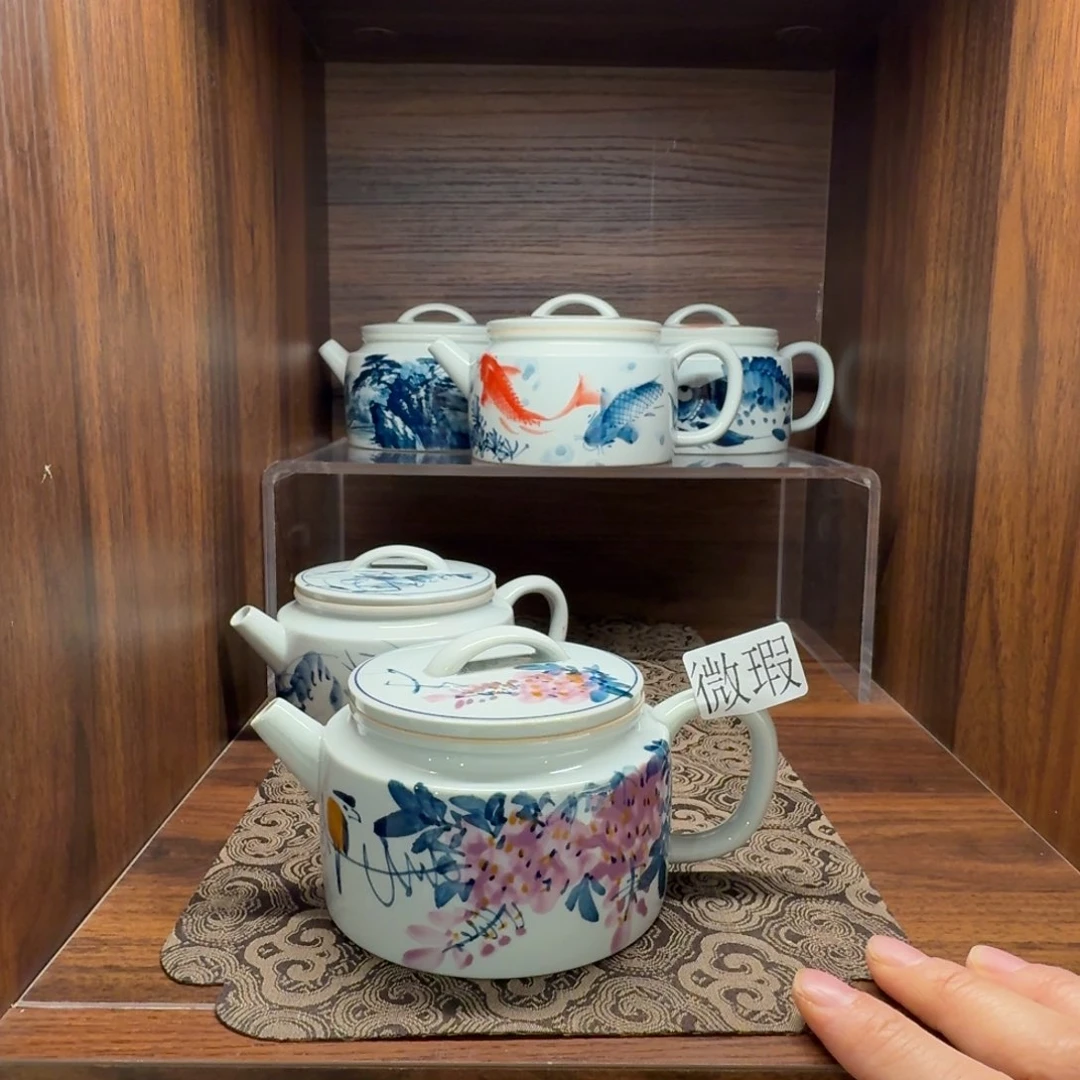 釉下手绘茶具微瑕