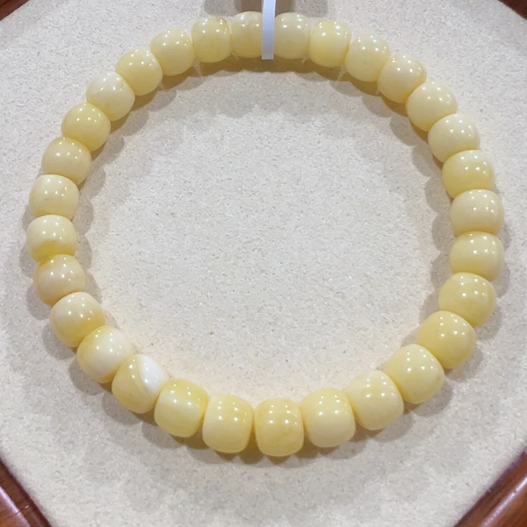 蜜蜡手链未镶嵌7.5m奶白手串瑕