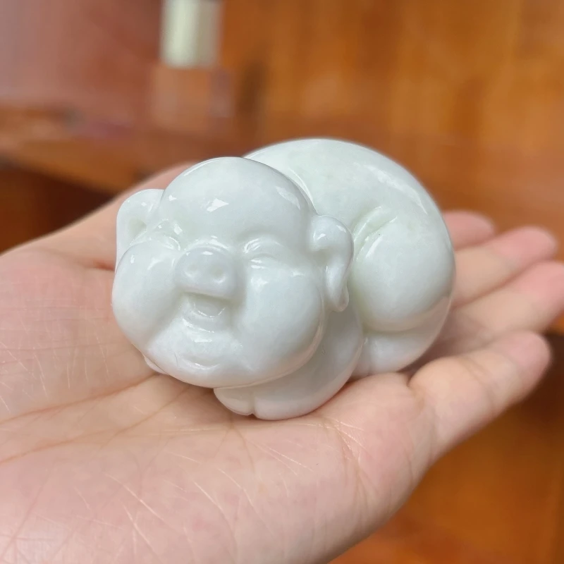 秦臻玉蓝田玉手把件生肖猪办公桌书房摆件西安原产地官方正品保真