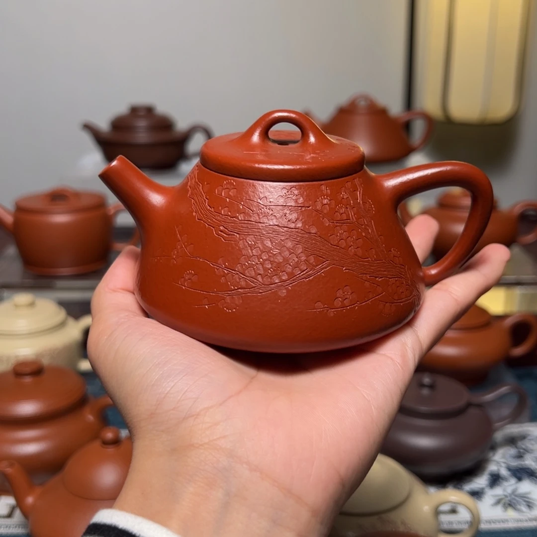 茶壶紫砂全手工小煤窑朱泥子冶石瓢200cc