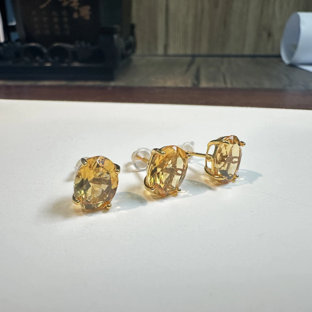 【书记甄选】天然黄水晶耳钉 多样性发一件 3555AX