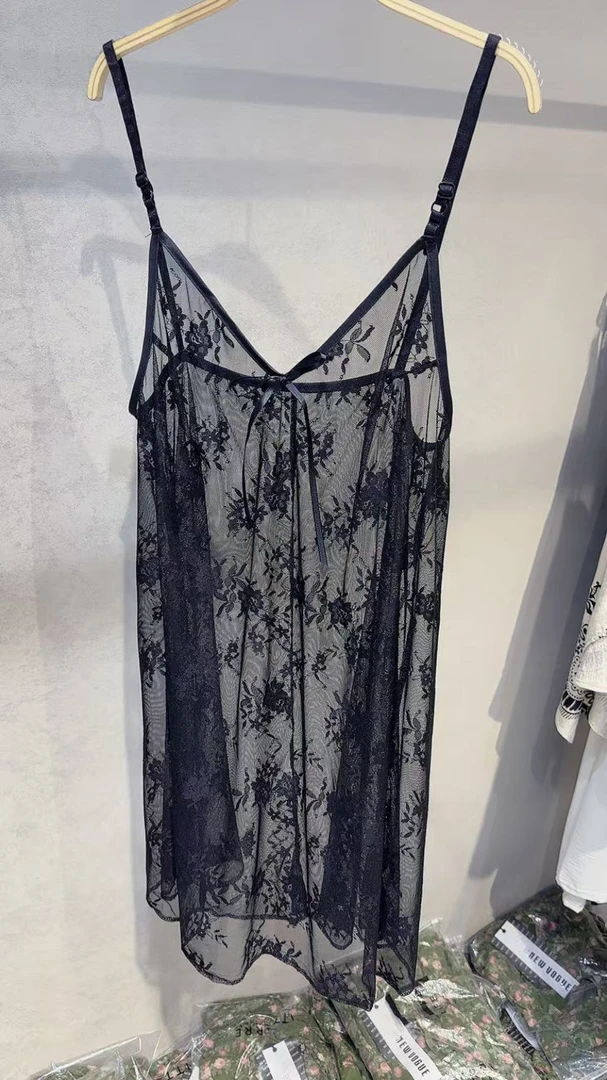 岩岩1105蕾丝性感吊带睡裙夏季纯欲风睡衣女士夏款家居服