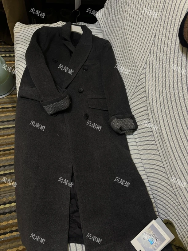 凤尾裙同款 冬季新款复古高级感宽松双排扣呢西装衣