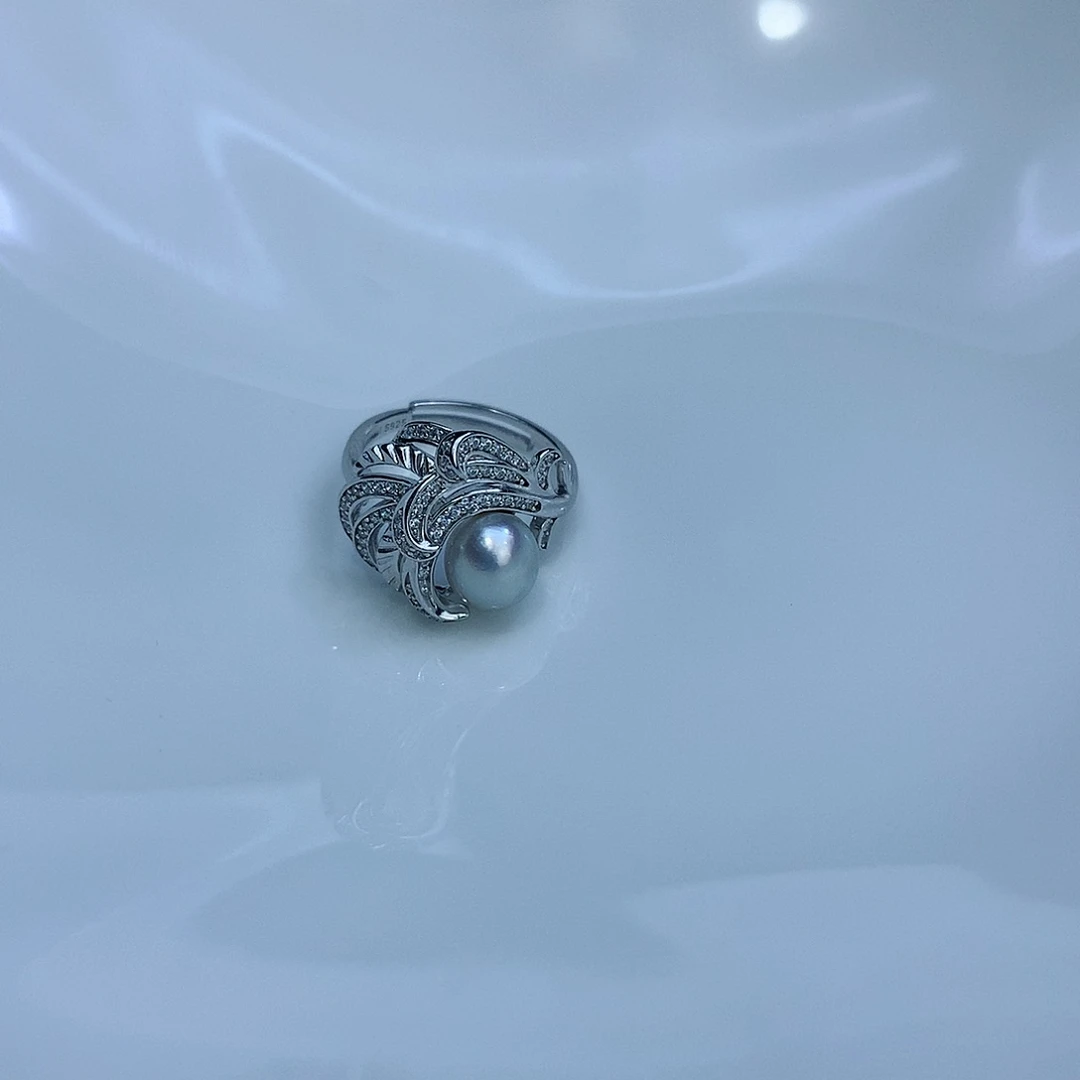 海水珍珠戒指银S925镶嵌