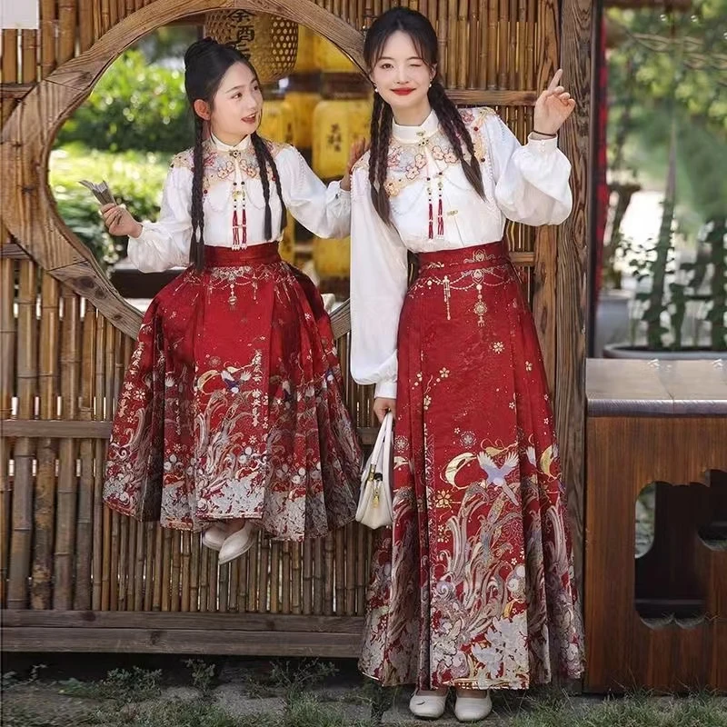 儿童中国风汉服女童古装春秋汉元素马面裙日常款明制新款女孩唐装