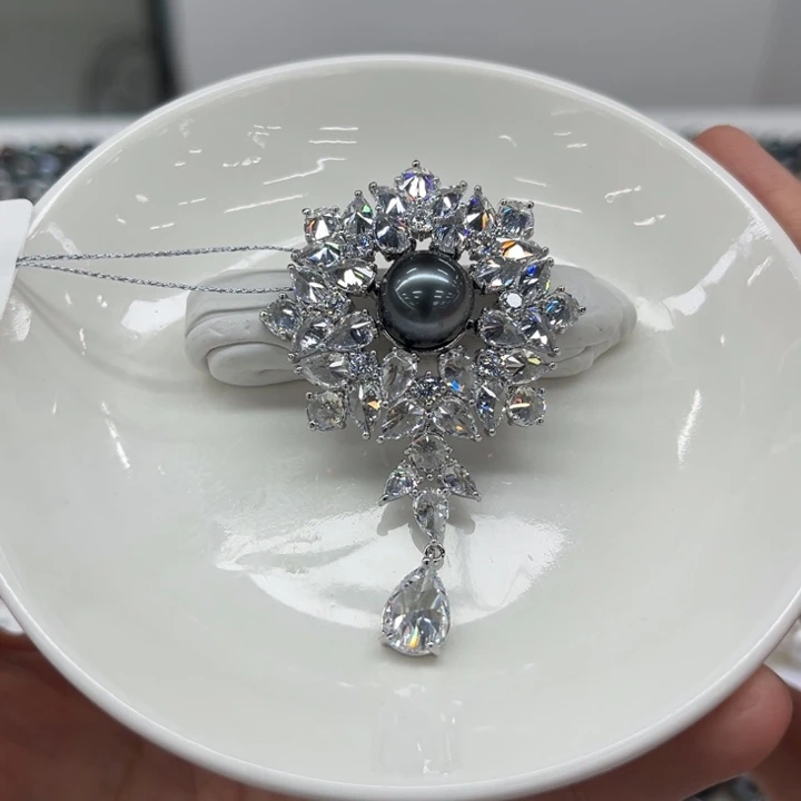 未镶嵌胸针海水珍珠婧**妈两用款10-11mm