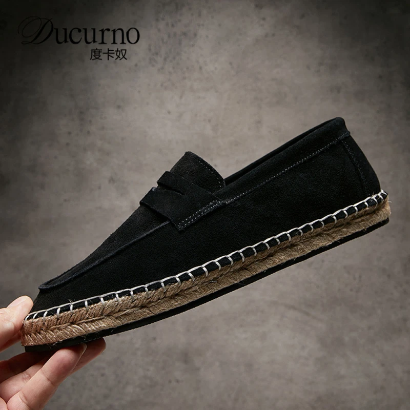 复古套脚黑色校园男生国潮国潮潮流老钱开车专用正装工作皮鞋