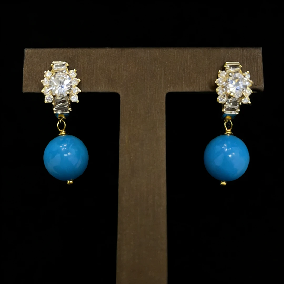 铜合金耳饰 【叙饰珠宝】USA设计师手作暴力蓝耳饰耳坠一-101173