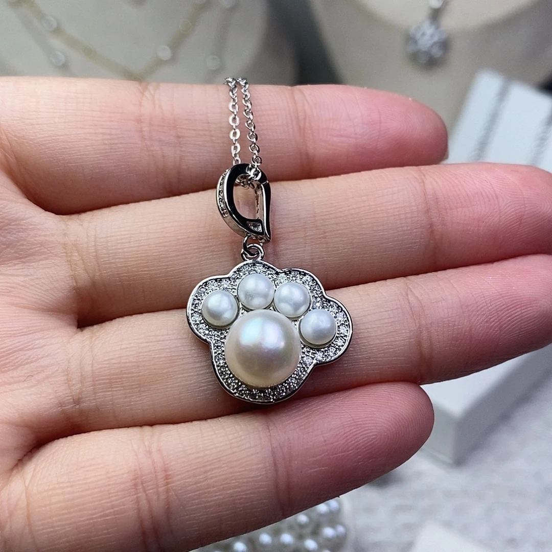 淡水珍珠耳饰银S925镶嵌