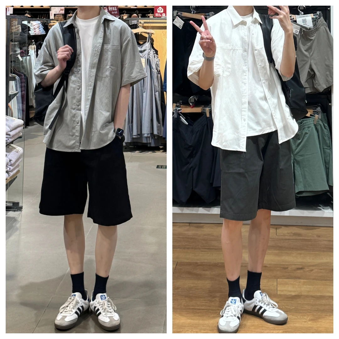 苏大恒夏季港风ins薄款宽松水洗做旧工装五分裤百搭休闲直筒短裤