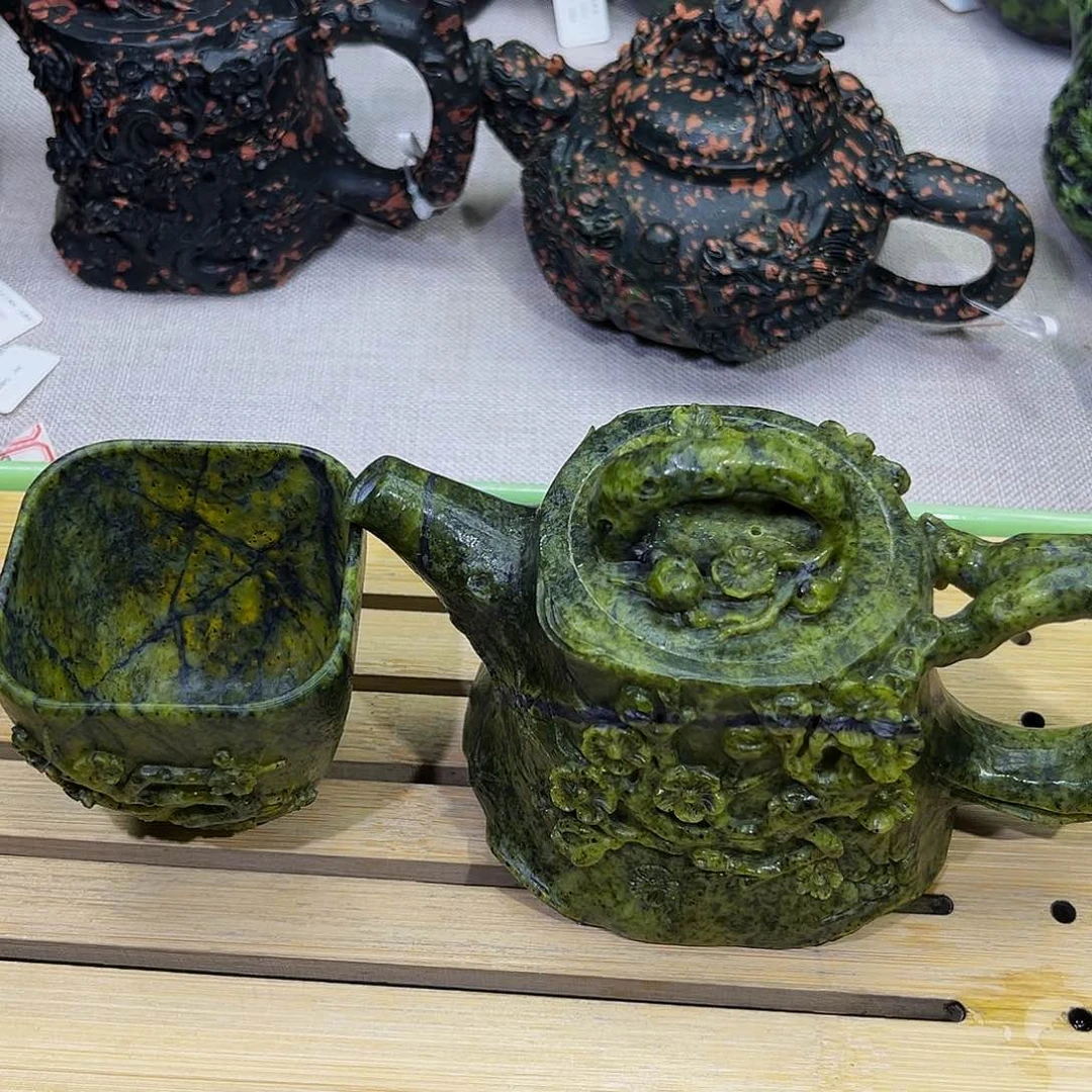 黑**画藏玉药王石精品壶一套