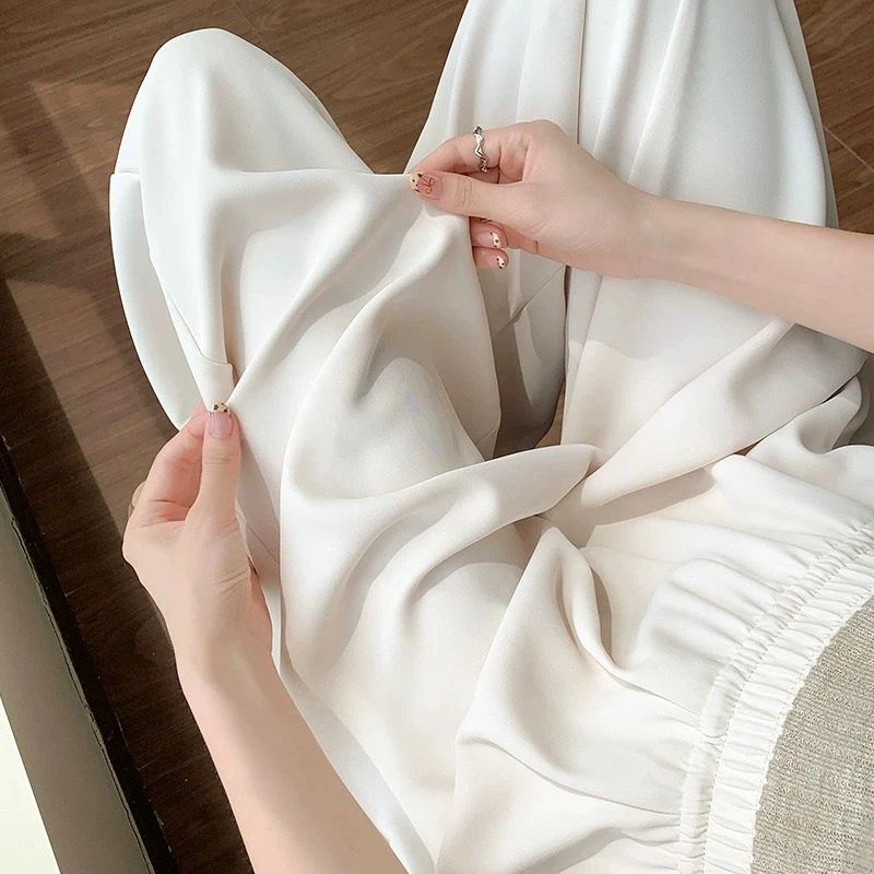 【依依】大码高腰垂感直筒冰川裤女夏洋气遮肉百搭显瘦阔腿九分裤