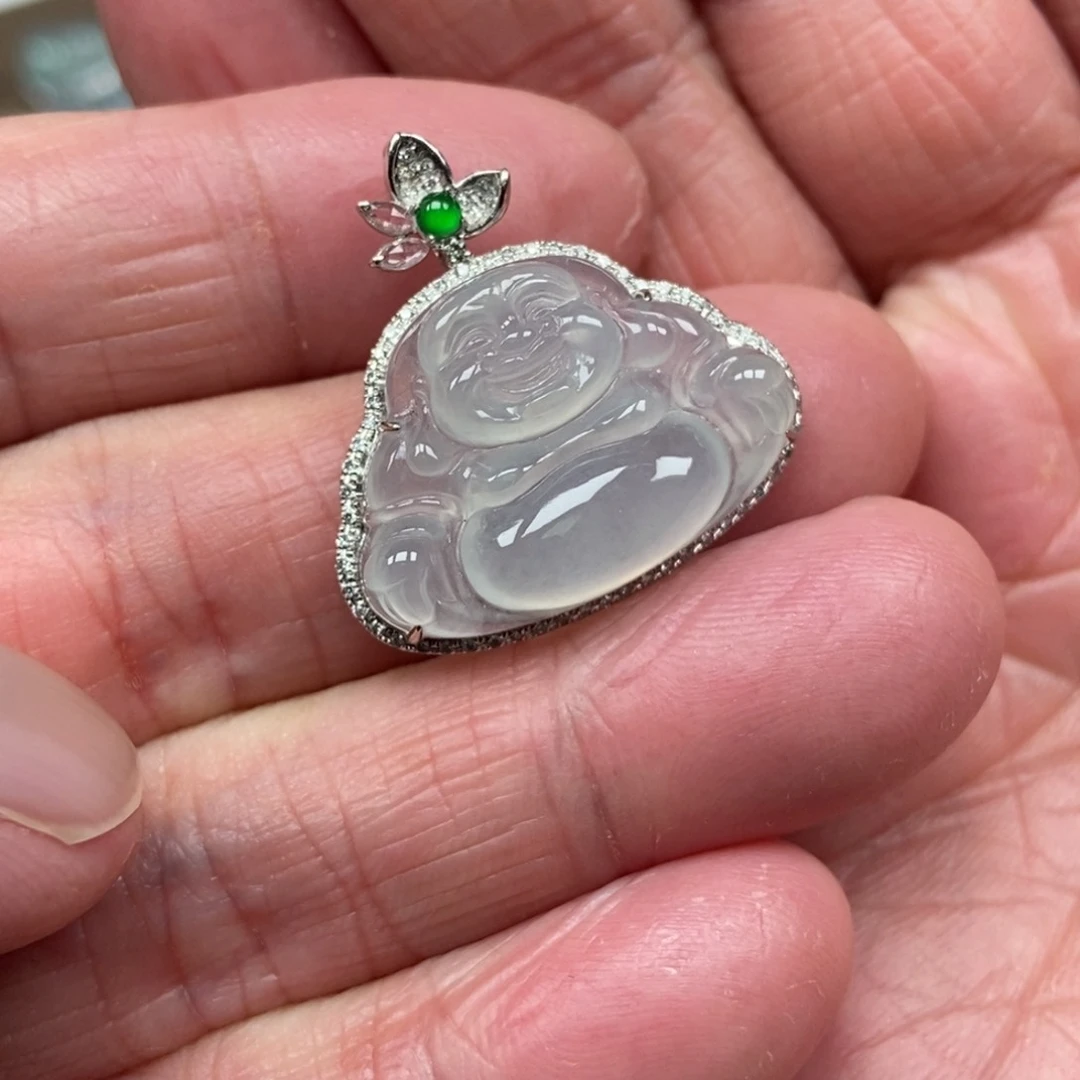 翡翠颈饰18K金镶嵌佛公