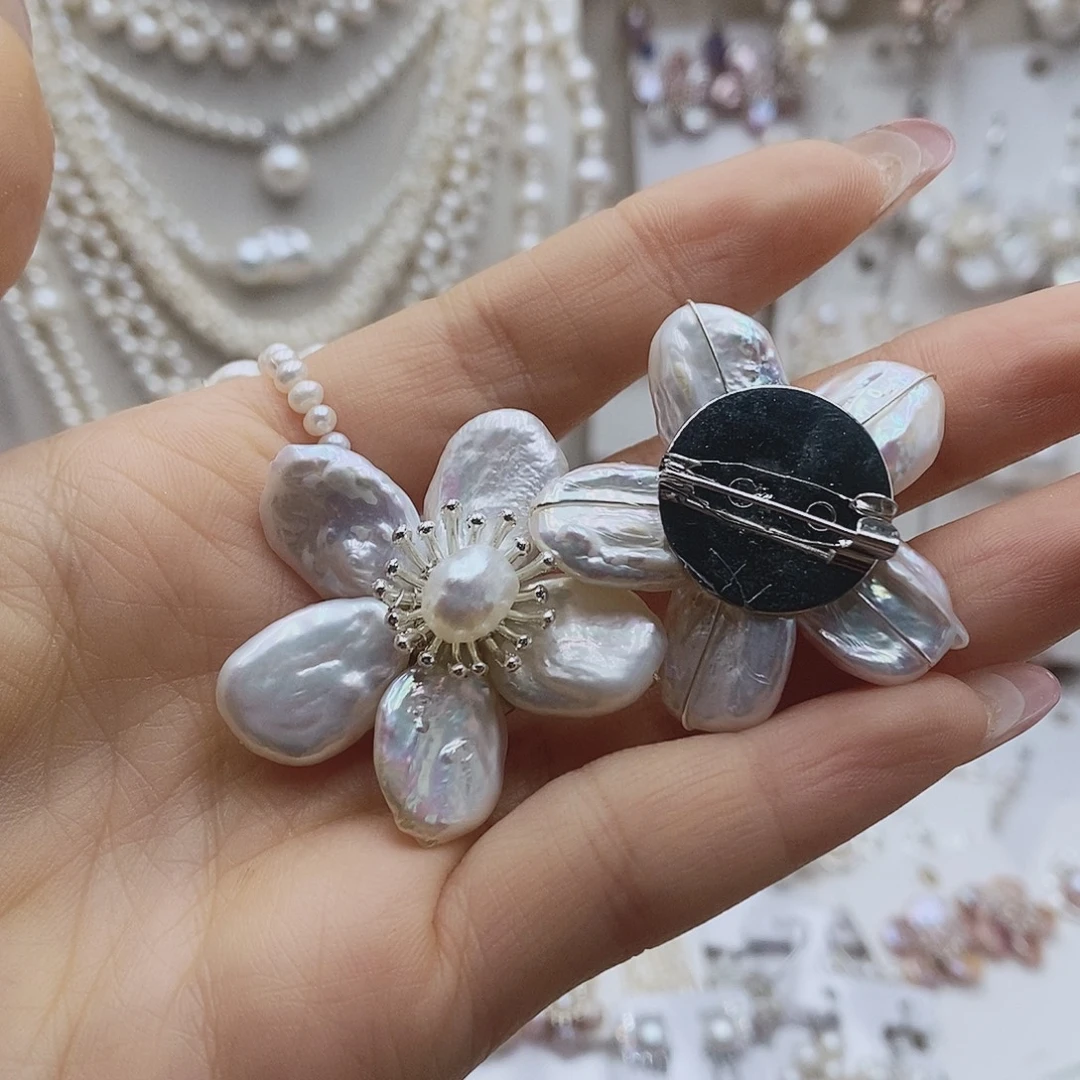 耳饰银S925镶嵌淡水珍珠