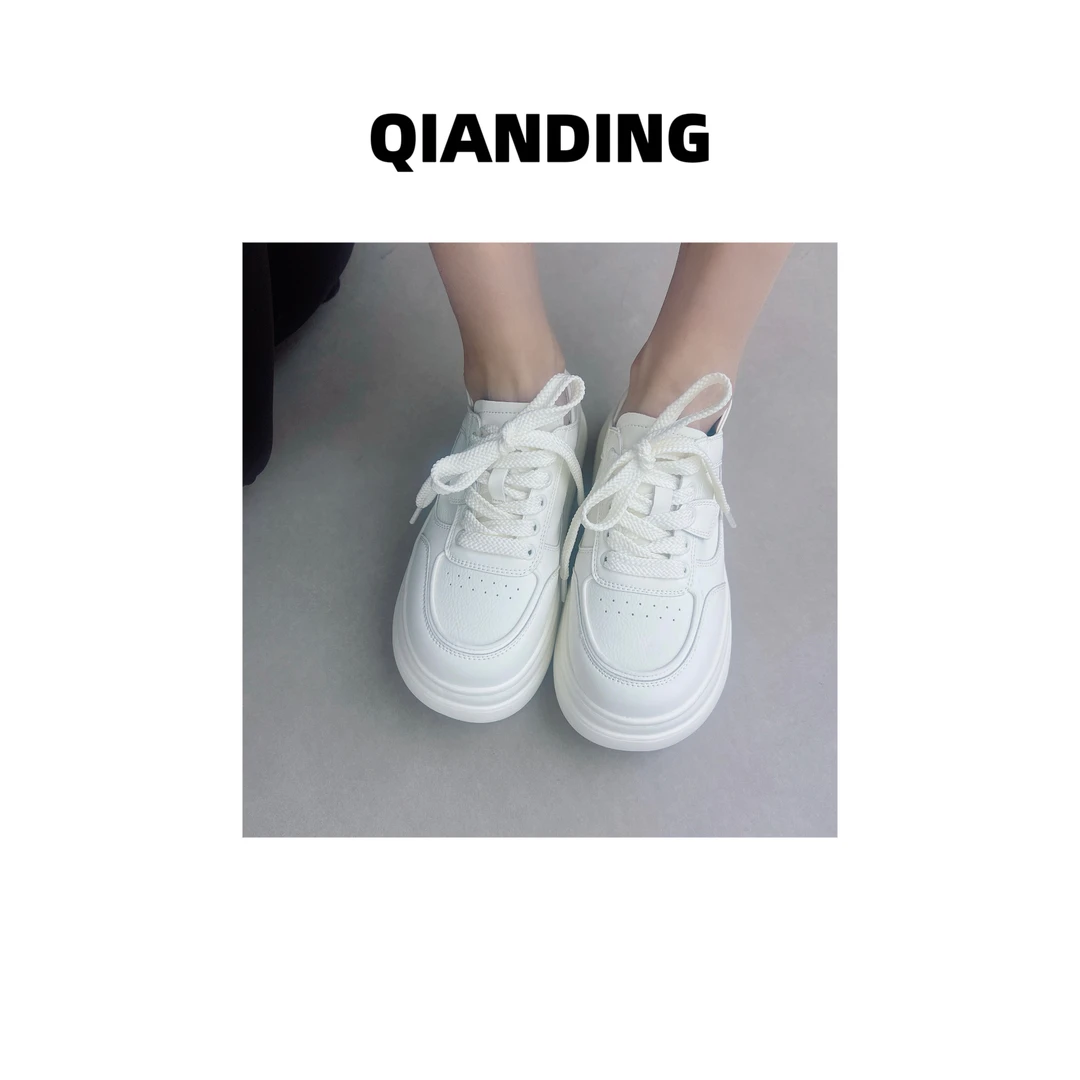 JZ【真皮厚底小白鞋（可踩脚）】重磅牛皮云感踩脚百搭鞋子JZ25169