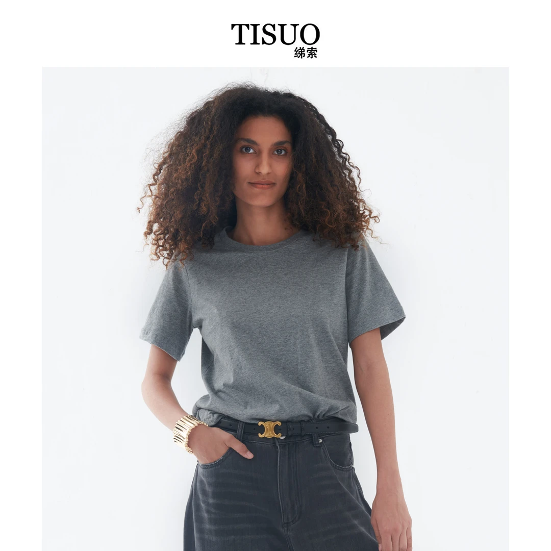 TISUO/绨索 麻灰圆领T恤 TS305808