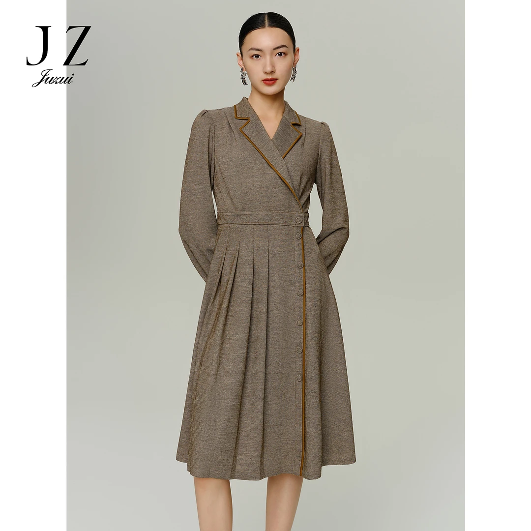 【小余专属】商场同款JZ玖姿JWDQ50064优雅羊毛西式连衣裙女秋季款