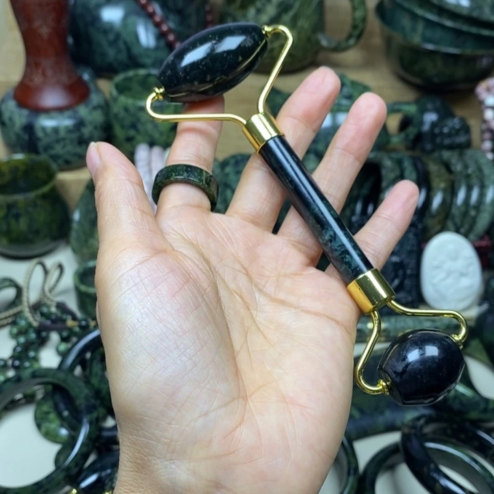 梦***蛇纹石玉未镶嵌项链美容棒