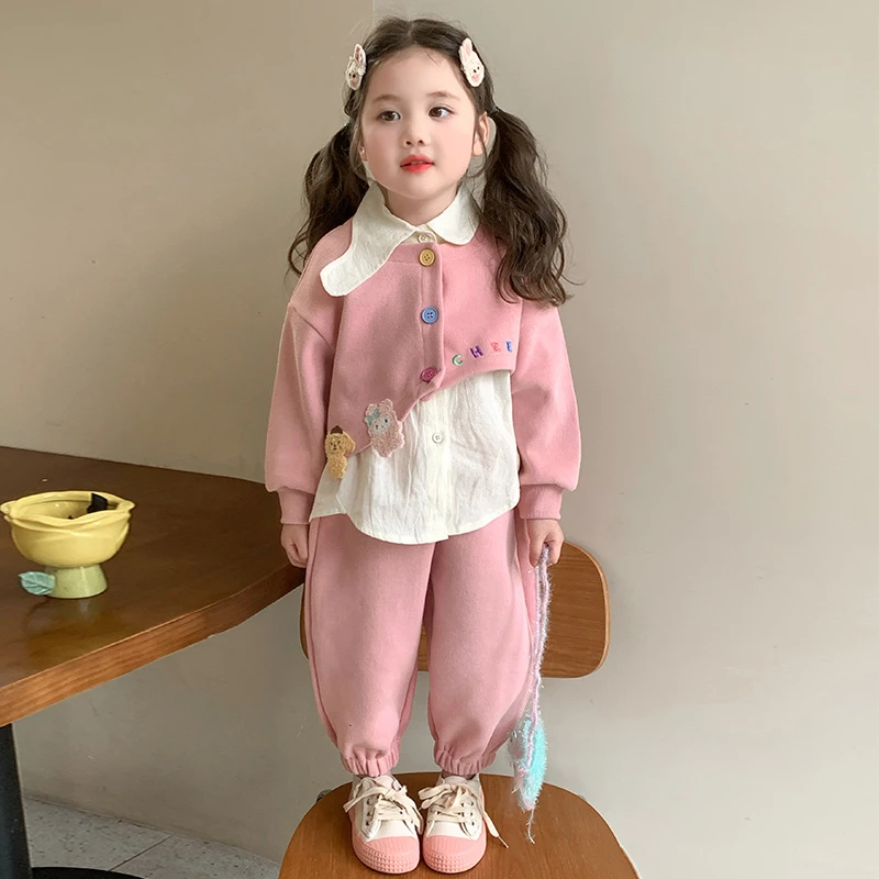 女童休闲套装2025新款儿童春秋装韩版洋气女宝宝春季时髦两件套潮