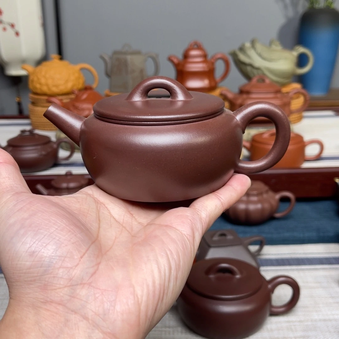 全手工老紫泥桑扁壶