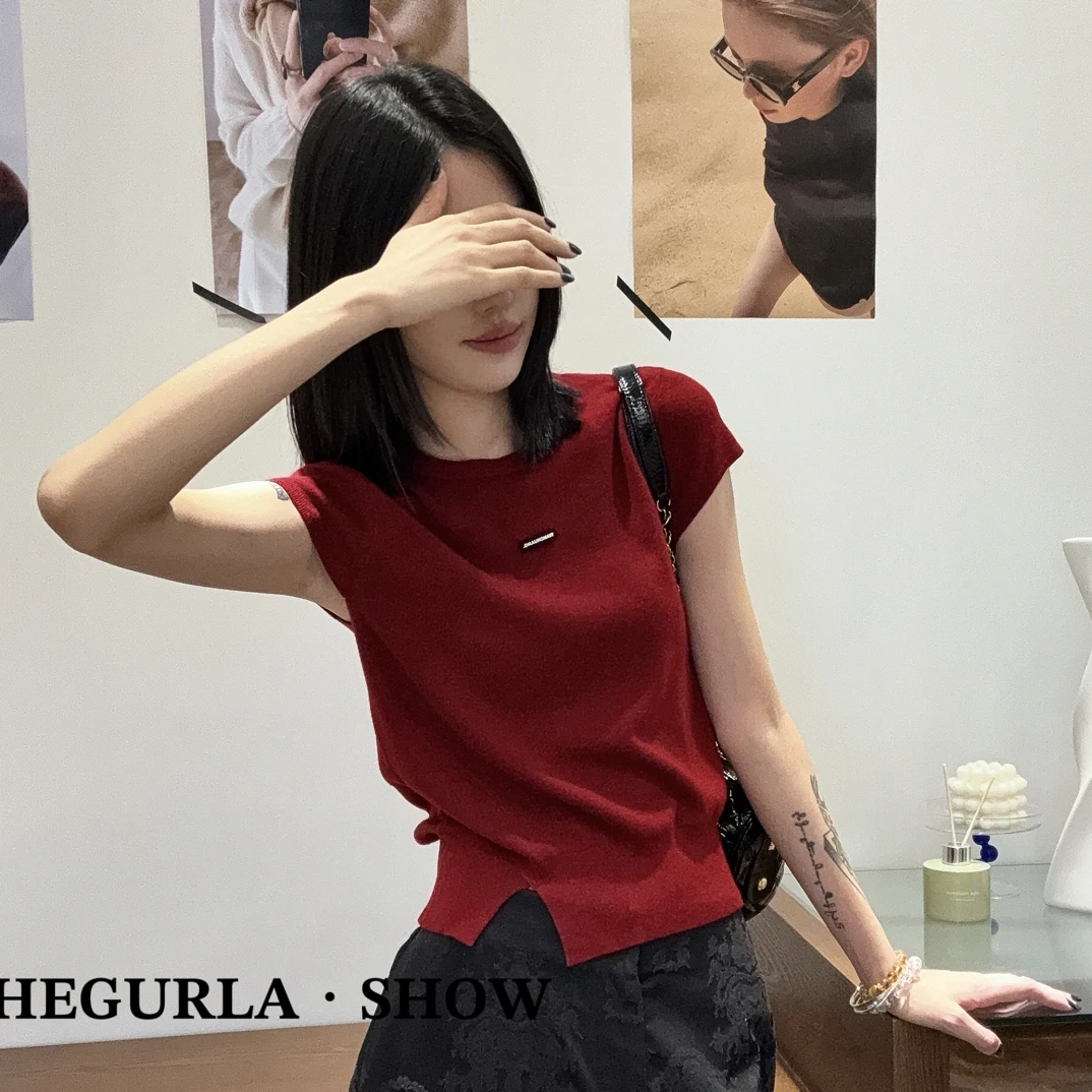短袖常规圆领夏季简约风毛针织衫休闲情侣纯色ins风
