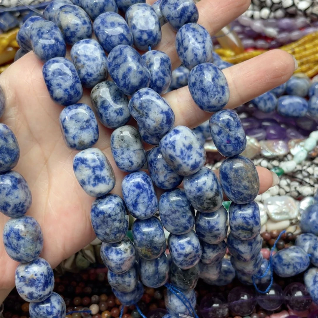 玛瑙/玉髓合金珠宝半成品一条13x18m蓝纹桶珠