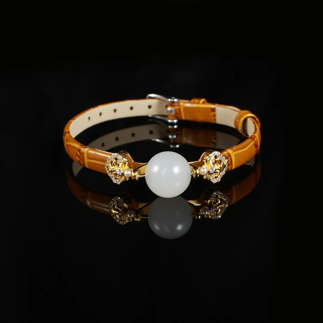 【灵珠】和田玉圆珠表带设计款手链