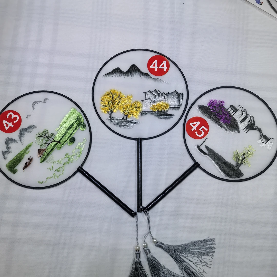 刺绣中国风团扇汉服拍照舞蹈旅游伴手礼圆形双面绣团扇源头厂家