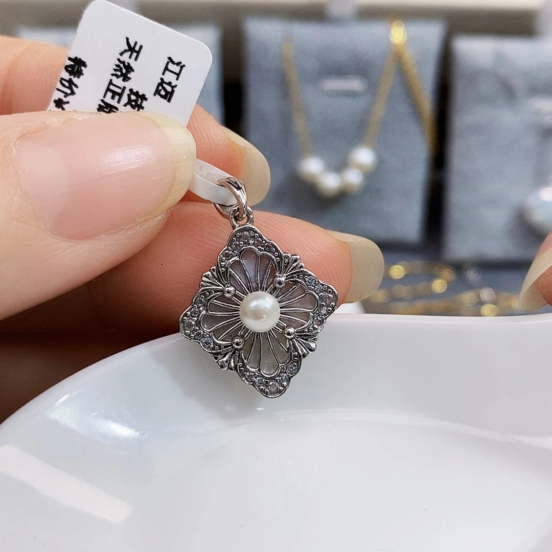 银S925镶嵌特价秒库存正版珠宝淡水极光设计款淡水珍珠