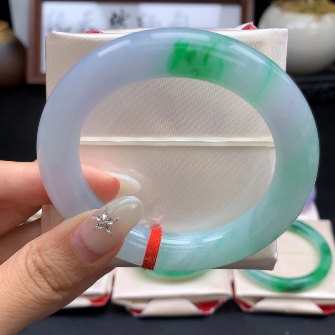 未镶嵌手镯翡翠春彩胖圆33号