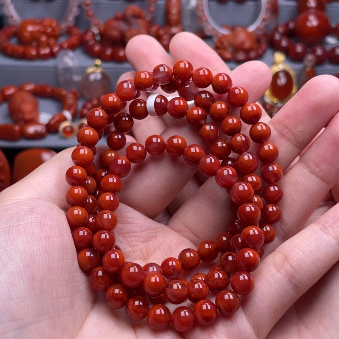 南红玛瑙未镶嵌珠宝奇石多圈7mm