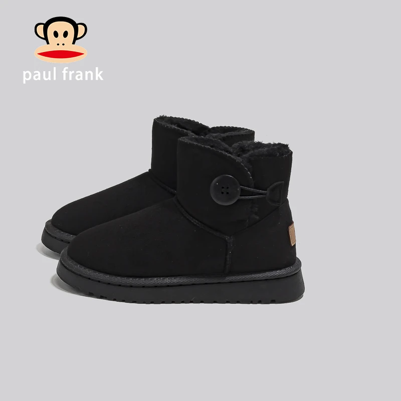 大嘴猴镂空四季通用低跟系带时尚休闲鞋黑色靴子加厚雪地靴