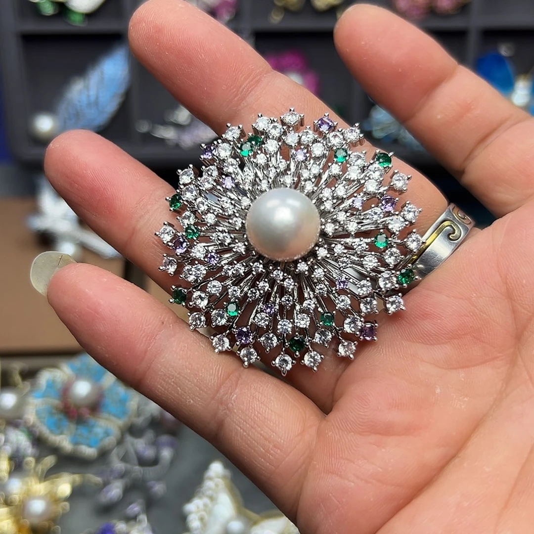 合金淡水珍珠胸针