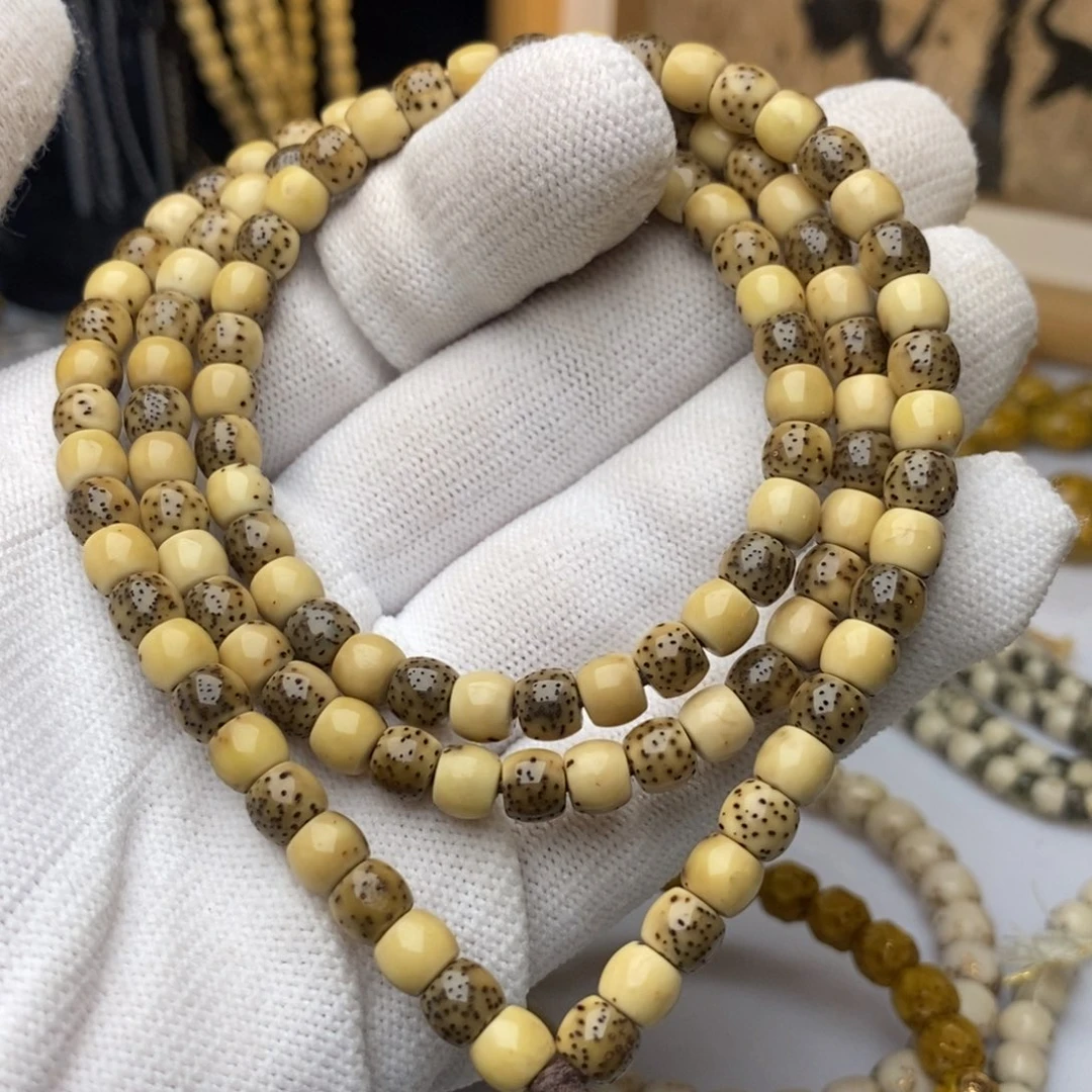 吊坠星月菩提65直切鼓珠通体留白长串