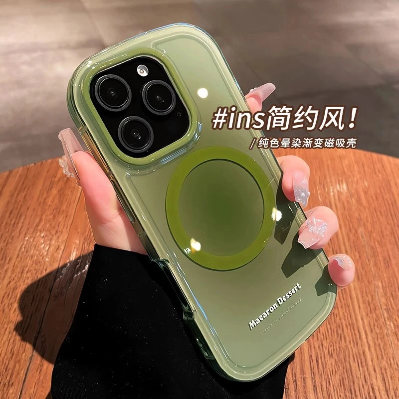 晕染渐变磁吸适用苹果16pro手机壳iPhone16promax新椭圆气囊防摔