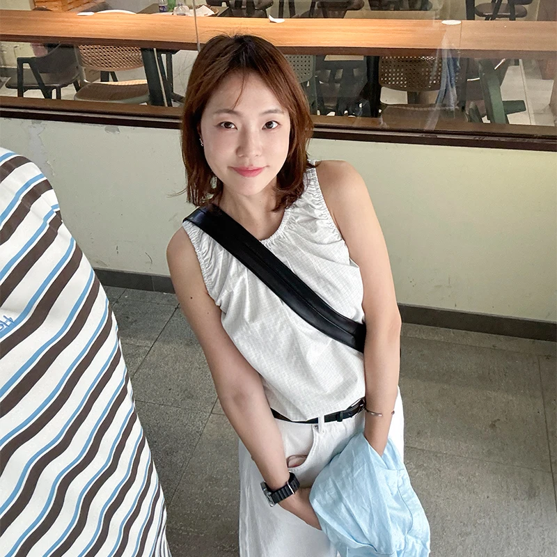 【金恩慧欧尼Hi mood】韩系清新舒适松紧无袖格子背心