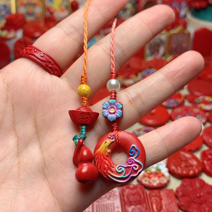 天然辰砂工艺品朱砂手机坠