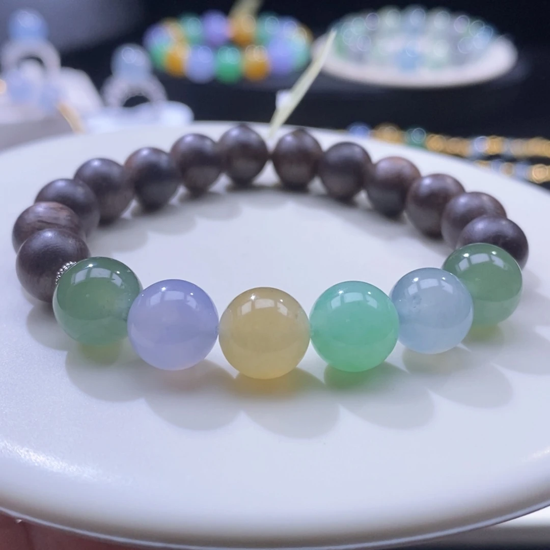 翡翠未镶嵌颈饰翡翠糖果色系手串