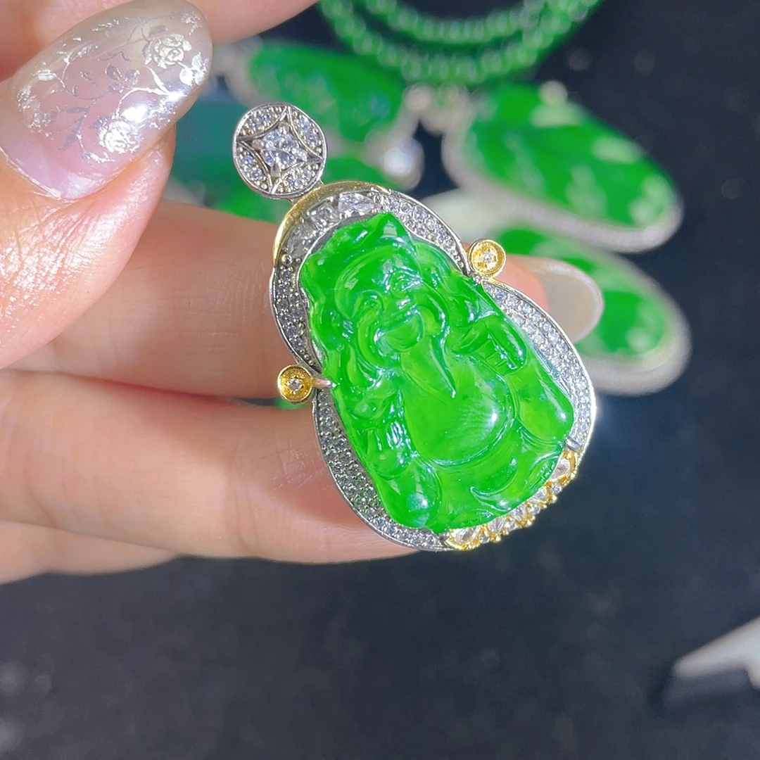 翡翠吊坠(不含链)银S925镶嵌