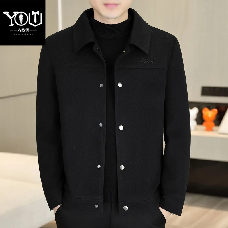 春秋商务休闲行政夹克翻领短款中青年上衣外套男装高级感穿搭大衣