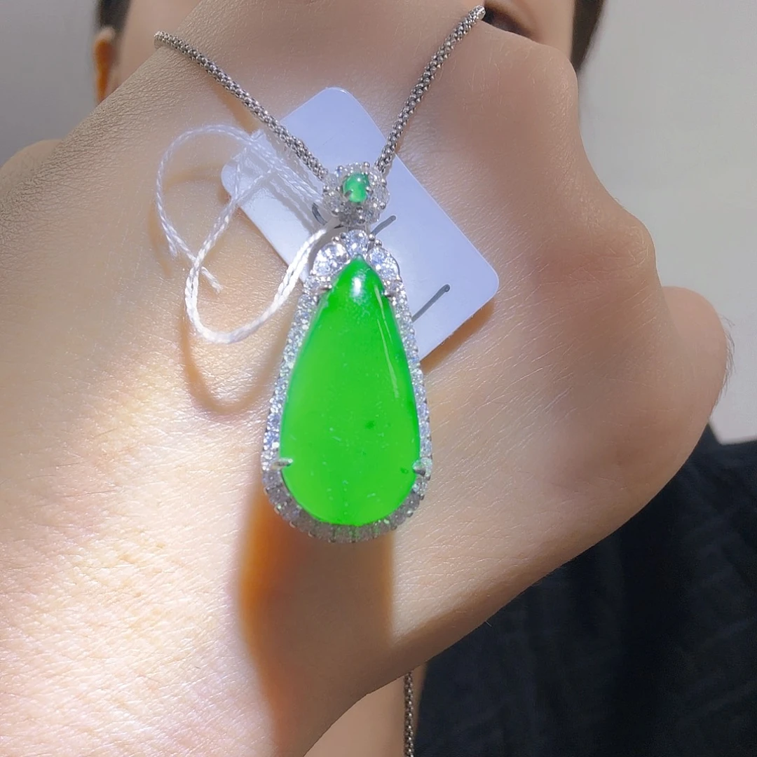 翡翠银S925镶嵌吊坠(不含链)